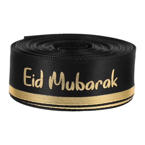 Healeved Fite Decorative Ribbon eid mubarak Feier liefert Geschenkverpackungszubehör Bänder für Handwerk eid liefert bedrucktes Band zum Basteln Partybänder Polyester Black von Healeved
