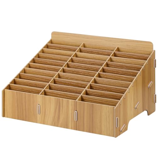 Healeved Handy-Aufbewahrungsbox 30 Fächer Handy-Desktop-Organizer Caddy-Organizer Für Büro Und Schule – Braun von Healeved