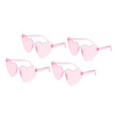 Healeved Herz-sonnenbrille Zur Dekoration Randlose Partybrille 4-teilig Leichtes Strandzubehör Für Party-foto-requisiten von Healeved