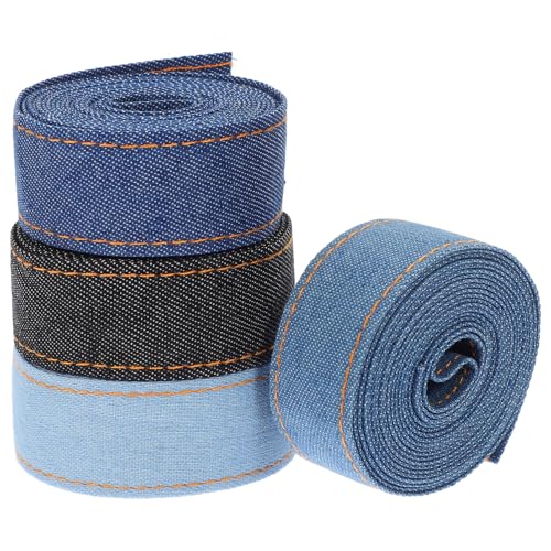 Healeved Jeansband, 4 Rollen, Jeansband, Stoffband, Jeansschleifen, Band für Heimwerker, Handwerk, Haarspange, Bekleidungszubehör und Nähdekorationen, 25 mm Healeved Jeansband, 4 Rollen, Jeansband, Stoffband, Jeansschleifen, Band für Heimwerker, Handwerk, Haarspange, Bekleidungszubehör und Nähdekorationen, 25 mm von Healeved