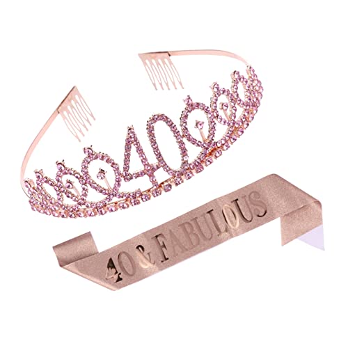 Healeved Krone Zeremonieller Gürtel Tiara Zum 40 Geburtstag Für Geburtstag Und Schärpe Für Happy Birthday Schärpe Für Silberne Geburtstagskrone Mit von Healeved