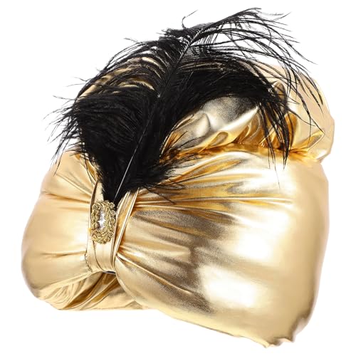 Healeved Maskenhut im Arabischen Stil, Goldener Federhut für Halloween-partys, Neuartiges Prinzenkostüm-zubehör für Erwachsene, 1 Stück Healeved Maskenhut im Arabischen Stil, Goldener Federhut für Halloween-partys, Neuartiges Prinzenkostüm-zubehör für Erwachsene, 1 Stück von Healeved