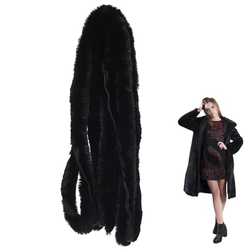 Healeved Plüschband Schwarz DIY Kunstfell Zottelplüsch Band Flauschiges Garnitur für Kleidungsdekoration Hut und Schuhverzierung Vielfältige Bastelaccessoires von Healeved