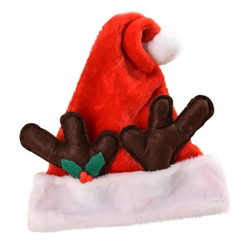 Healeved Plüschige Weihnachtsmütze mit Niedlichen Rentiergeweihen Kurze Festliche Kopfbedeckung für Weihnachtsfeiern Komfortabel und Passend für Erwachsene Party-accessoire für Festliche von Healeved