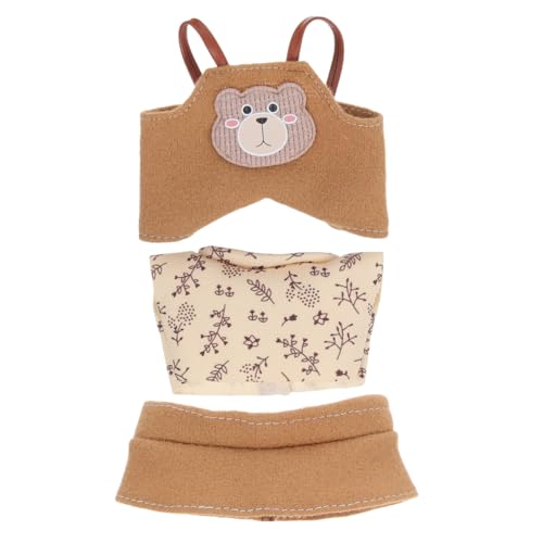 Healeved Puppen-Outfit-Set, 17 cm, Khaki, Kleidung für Puppen mit Hose und Hut, weiches Tuch, Kostüm zum Verkleiden und Spielen von Healeved