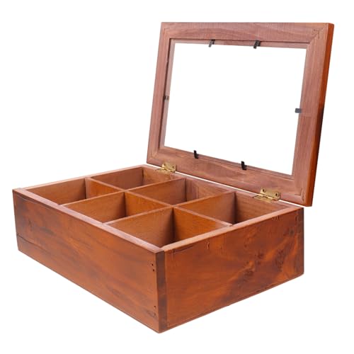 Healeved Vintage Holz Schmuckkasten mit Fächern Retro Aufbewahrungsbox für Ringe Ohrringe Anhänger Langlebiger Holz Organizer für Wohnzimmer Schlafzimmer Büro Praktische Schmuckbox mit von Healeved