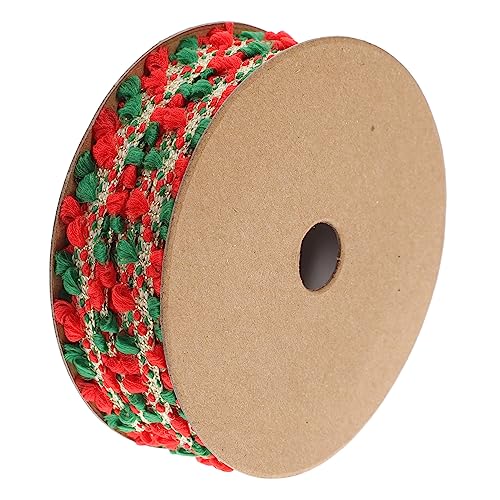 Healeved Weihnachtliches Geschenkband Rot Grün mit Kleinen Pompons Vielseitiges Dekoband für Geschenkverpackung Basteln Partydeko und Weihnachtsbaumgestaltung von Healeved