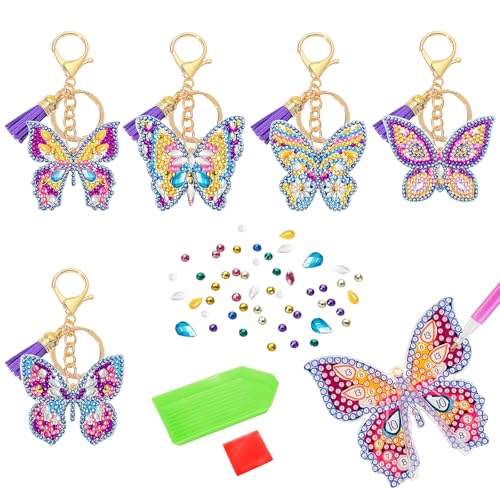 Healife 5 stück Diamond Painting Schlüsselanhänger, Diamond painting neuheiten 2025, Diamond painting Schmetterling, dekorative damen tasche, diamond painting anhänger, geschenk für mädchen Healife 5 stück Diamond Painting Schlüsselanhänger, Diamond painting neuheiten 2025, Diamond painting Schmetterling, dekorative damen tasche, diamond painting anhänger, geschenk für mädchen von Healife