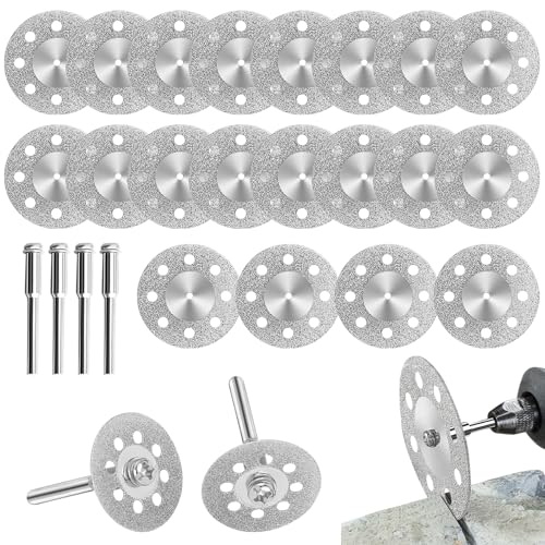 Kompatibel mit Dremel Trennscheibe - 20 Stück Diamant Trennscheiben (22mm) für Dremel Rotationswerkzeug Zubehör, Wildfleisch Disc, Inkl. 4 Stück 3 mm Dorn, Ideal für Stein, Glas, Fliese, Metall Kompatibel mit Dremel Trennscheibe - 20 Stück Diamant Trennscheiben (22mm) für Dremel Rotationswerkzeug Zubehör, Wildfleisch Disc, Inkl. 4 Stück 3 mm Dorn, Ideal für Stein, Glas, Fliese, Metall von Healife