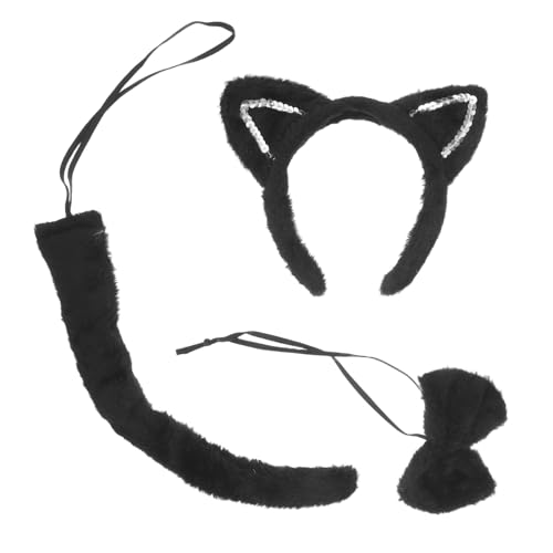 Healifty 1 Satz Glitzer Katzenohren Stirnband mit und Fliege Halloween Katzen Cosplay Zubehör für Rollenspiele und Kostümpartys und Bequem Auffälliges Design Leicht und Tragbar für Kostüme von Healifty
