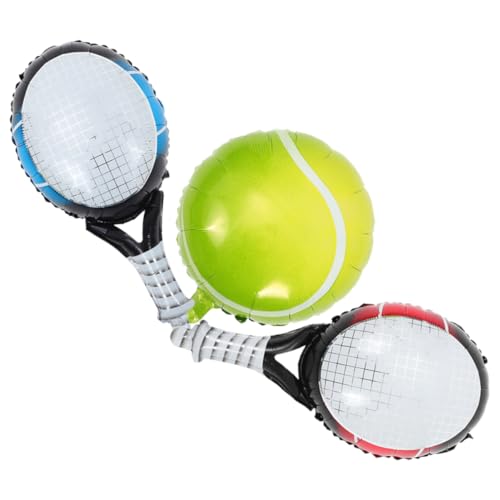 Healifty 1 Satz Teiliges Set mit Aluminiumfolie Tennisball und Schläger Ballons für Sport Themen Geburtstagsfeiern Langlebige und Kreative Luftballons für Jede Feier von Healifty