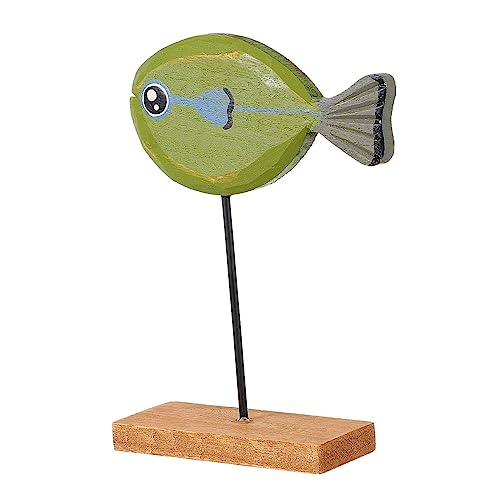 Healifty 1 Stück Holz Fische Deko Simulierte Fischornamente für Kinderzimmer Tischdeko aus Stabilem Holz Kreatives Fantasie Fotorequisite Grüne Holzfigur von Healifty