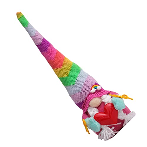 Healifty 1 Stück Rainbow Gesichtslose Puppe mit Hoher Mütze Farbige Strickdekoration für Wohnzimmer und Herbstdeko Kreative Geschenkidee für Weihnachten und Besondere Anlässe von Healifty