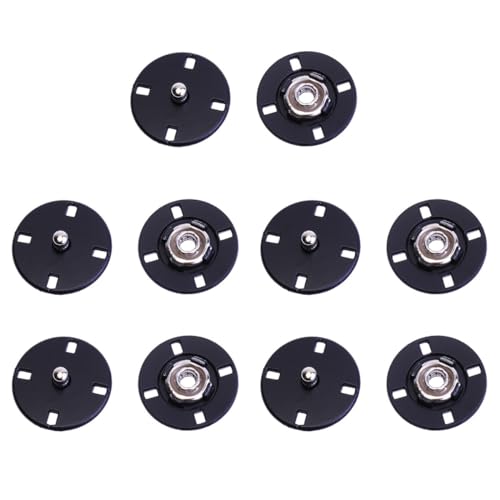 Healifty 10 Stück Druckknöpfe, Metall Druckknöpfe, zum Annähen, Kleidung, Lederjacken, DIY Handwerk (Dunkelrot), Legierung, Schwarz, Größe 1 von Healifty