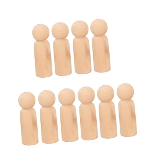 Healifty 10 Stück Holzfiguren Holz Spielfiguren zum Bemalen Basteln Holzkegel Dekoration Ornament von Healifty