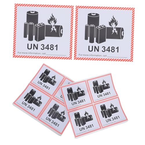 Healifty 100 Blatt Lithium Batterie Warnetiketten Sicherheits und Versandetiketten für Lithiumbatterien Feuerfest und Praktisch für Sicheren Transport von Healifty