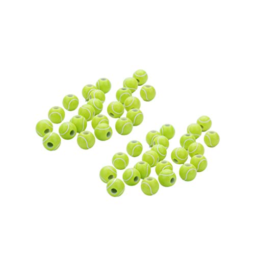Healifty 100 Stück Acrylperlen Tennisball Schmuck Machen Runde Perlen Große Löcher DIY Schmuck Machen Zubehör Schlüsselanhänger Handwerk von Healifty