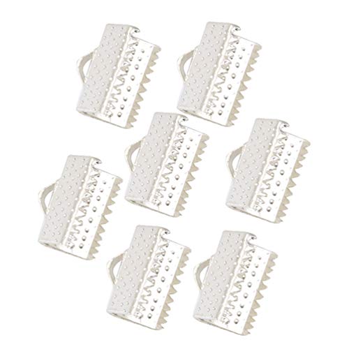 Healifty 100 Stück Metall Band Ends Armband Lesezeichen Pink Klemmen Verschluss Verschluss Verschluss Leder Quetschenden für Schmuckherstellung 1 cm (Silber) 1 cm silber von Healifty