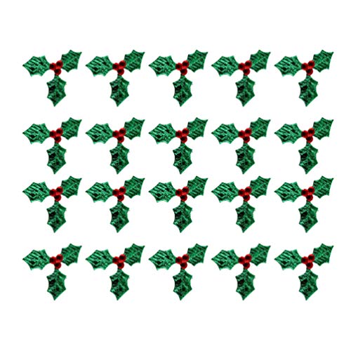Healifty 100 stücke Weihnachten Holly Berry Patches Mini Berry Leaf Eisen auf gestickte Applikation Patch DIY craft-3cm von Healifty