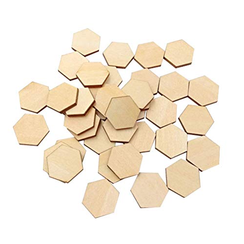 Healifty 100PCS Holzscheiben Basteln Bemalen DIY Sechseckig 22,5 MM Natürlich Buchenholz Blanko Unvollendete Scheiben Handwerk Scrapbooking Material Hochzeit Party Dekoration Verzierungen von Healifty