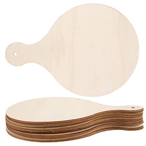 Healifty 10Stücke Teiliges DIY Holzschneidebrett Unbehandelte Runde Holzplatten mit Griff für Bastelprojekte und Servieren für Gemüse von Healifty