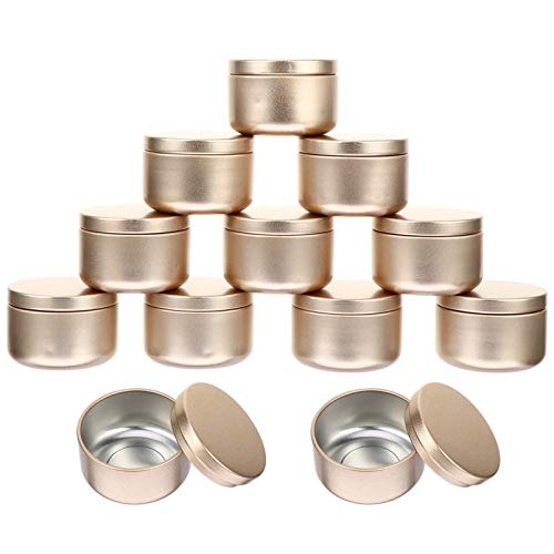 Healifty 12 x Metall-Kerzendosen aus Aluminium, runde Aufbewahrungsbehälter für die Kerzenherstellung, Kosmetik, leer, nachfüllbare Box (Golden 2) von Healifty
