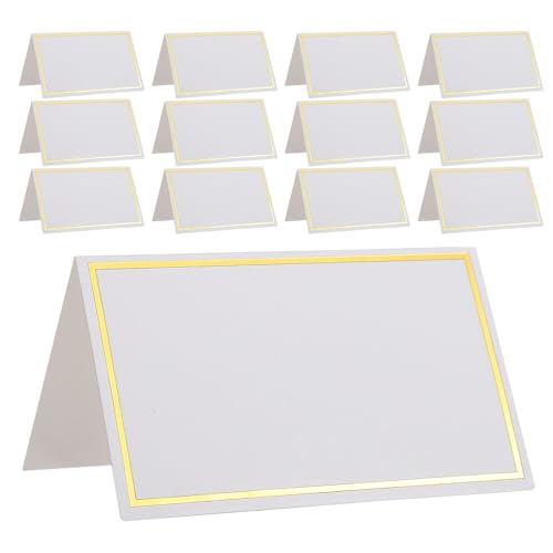 Healifty 150 Stück Tischkarten aus Papier: Faltbare Tischkarten aus Papier mit goldenem Folienrand für Hochzeitsbankette, Dinnerpartys und Zusammenkünfte von Healifty