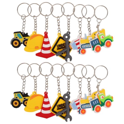 Healifty 16-teiliges Partygeschenk mit Bautraktor-Motiv – Schlüsselanhänger mit Geschenktüten für Kinder, Studenten, Abschlussfeiern, Geburtstage, Ingenieurs-Bagger-Schlüsselanhänger, von Healifty