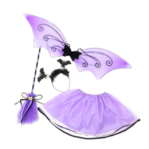 Healifty 1Satz Halloween Fledermaus Kostümset für Teiliges mit Rock Flügeln Zauberstab und Haarband für Partys und Cosplay für Körpergrößen von Healifty