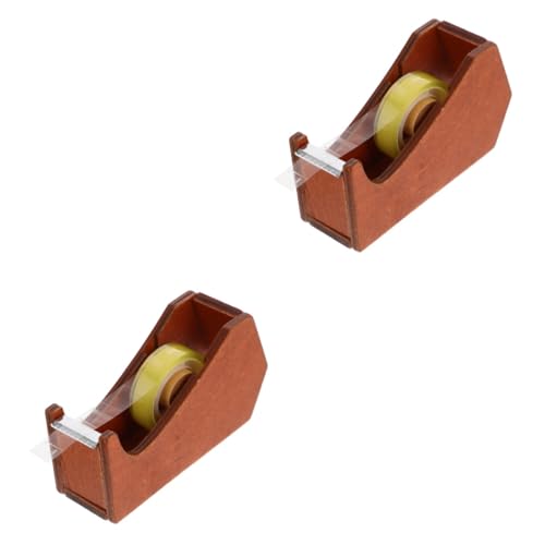 Healifty 2 Stück Bandhalter wickeln Klebebandspender für Bastelarbeiten klebrig Cutter abklebeband kleiner Tape Dispenser Schreibtisch Klebebandspender nachfüllen Holz von Healifty