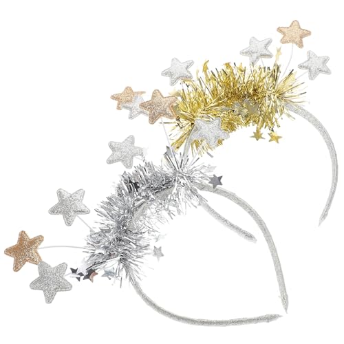 Healifty 2 Stück Glitzer Stern Stirnband für Weihnachten Neujahr Funkelnde Haarreifen für Festliche Partys Accessoire für Feiertagsfeiern und Besondere Anlässe von Healifty