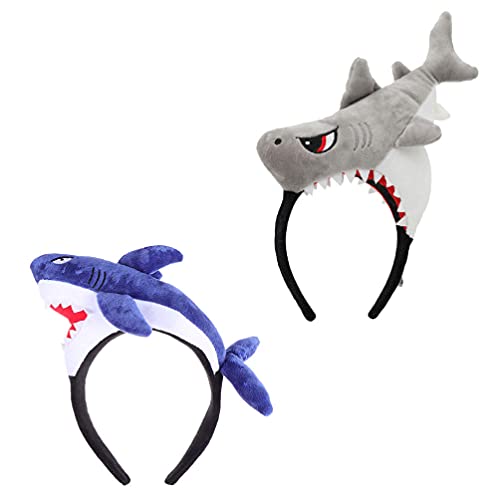 Healifty 2 Stück Haifisch-Stirnband Haifisch-Kostüm Hut Meerestier Party Stirnband Neuheit Lustige Kappe Halloween Kopfbedeckung für Partyzubehör Gastgeschenke von Healifty