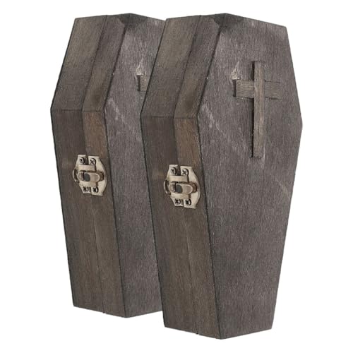 Healifty 2 Stück Halloween-Sargboxen Aus Holz: Süßigkeitenbox Sarg Für Haustierbeerdigungen Partygeschenk Gothic 5.89x3.07x1.57 inch Grau von Healifty