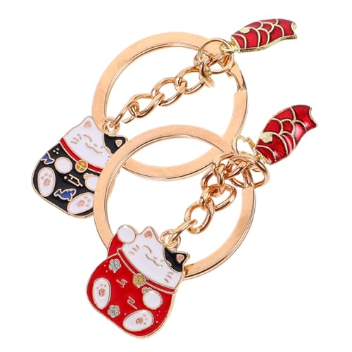 Healifty 2 Stück Japanische Winkkatze Maneki Neko Schlüsselanhänger Feng Shui Lucky Fortune Cat Schlüsselanhänger Niedliche Charms Für Handtasche, Tasche, Handtasche, Rucksack von Healifty