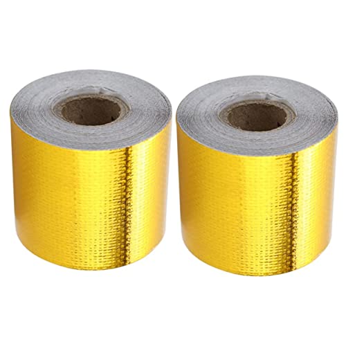 Healifty 2 Stück Streifen aus Aluminiumfolie Hitze Beständig Faserglas-Aluminiumfolienband Auspuff Reparaturband Klebeband reparieren Grundmaterial: Glasfasergewebe Golden von Healifty