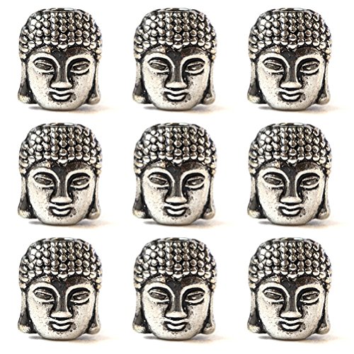 Healifty 20 STÜCKE Legierung Buddha Kopf perlen kleine spirituelle Metall perlen für schmuck Machen Handwerk (antikes Silber) von Healifty