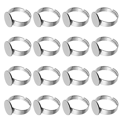 Healifty 20pcs 12mm Ringrohling Basen Edelstahl Cabochon Ring Lünette Rohlinge für DIY Schmuck machen Silber von Healifty