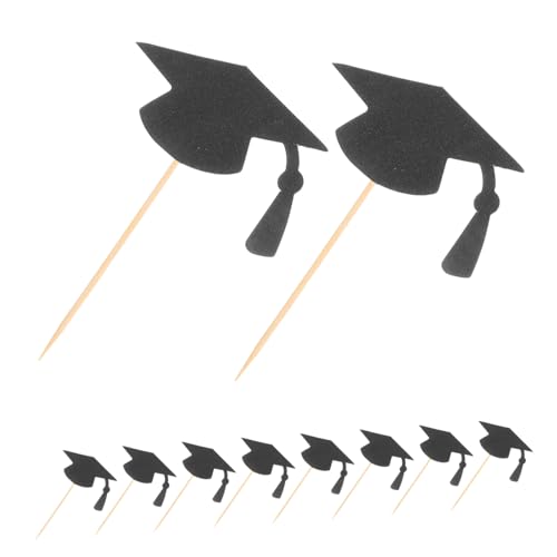 Healifty 24 Stück Kuchendekoration Der Abschlusssaison Abschlusskuchendekor Herzlichen Glückwunsch, Absolvent, Cupcake-topper Absolvent Liefert Grad-cap-topper Abschluss-picks Papier Black von Healifty