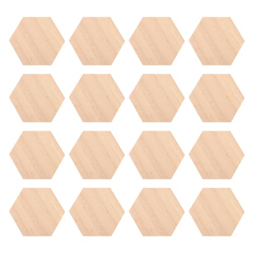 Healifty 25 Stück unlackierte Holzausschnitte, sechseckige Form, Holzscheiben, blanko Namensschilder mit Loch, Geschenkanhänger für Party, Hochzeit, Heimdekoration (9 cm) von Healifty