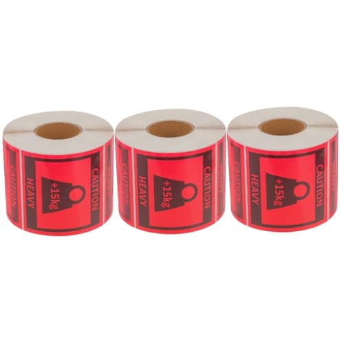 Healifty 3 Rollen Aufkleber für Übergewicht Etiketten Aufkleber Aufkleber-Etiketten Verpackung stickers aufkleber buisiness Team-Lift-Versandetikett schwere Aufkleber für den Versand rot von Healifty