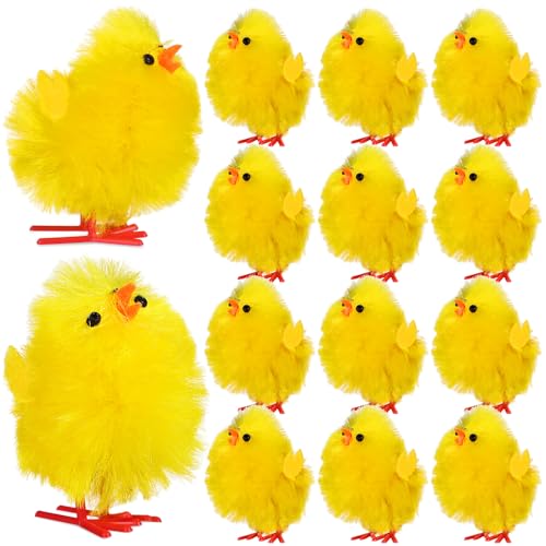 Healifty 36 Stück -Miniküken Kleine Kunststoff-Plüschhühner Figuren Kuchendekorationen Nutztierstatuen Niedliche Tischdekorationen Für Ostern Partygeschenke Jagd 4 cm von Healifty