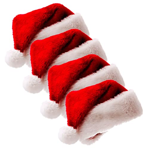 Healifty 4 Stück Lustige Weihnachtsmützen für Erwachsene und Bequeme Santa Hüte mit Plüschrand Weihnachtsaccessoire für Festliche Partys und Feiern von Healifty
