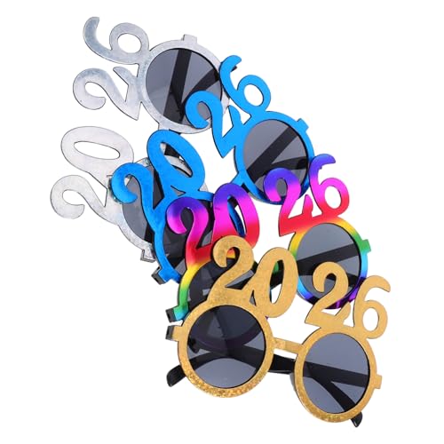 Healifty 4 Stück Neue Jahresbrille für Silvester Glitzernde Zahlengläser für Partys Lustige und Stilvolle Fotoaccessoires für Feiern von Healifty