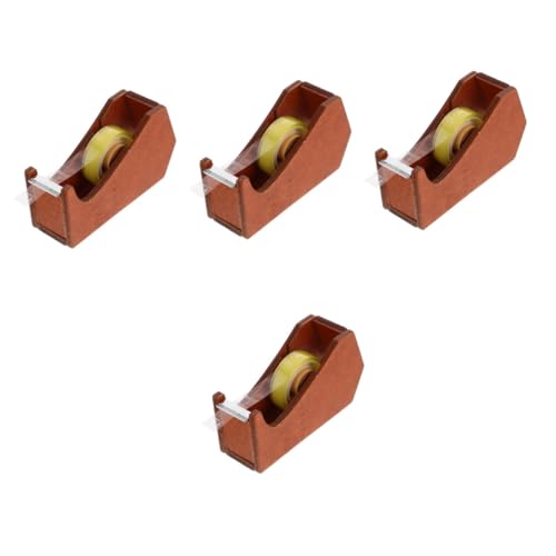 Healifty 4 Stück Packbandspender Desktop Cutter Bandhalter Minimalistisch ziehen um klebeband Werkzeuge zum Schneiden von Bändern kleiner Tape Dispenser Schreibtisch Holz von Healifty