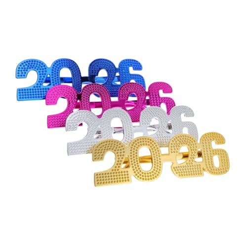 Healifty 4 Stück Partybrillen Lustige Year Eyewear mit Glitzer Abschlussfeiern Silvester und Fotoshootings Brillen für Unvergessliche von Healifty