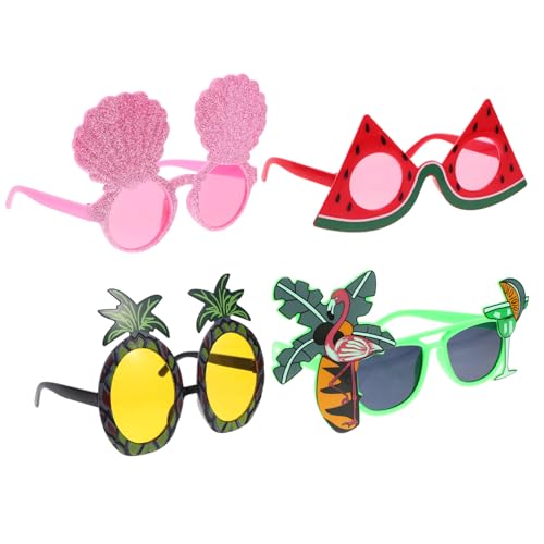 Healifty 4Stücke Hawaiianische Strandsonnenbrille Lustige Partybrillen Mit Ananas Wassermelone Glitzer Für Luau Feiern Und Fotorequisiten von Healifty