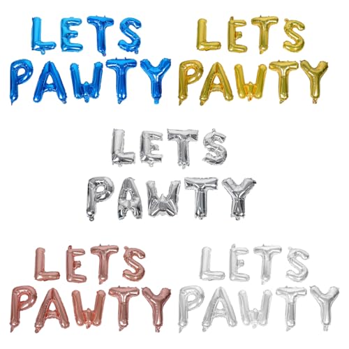 Healifty 5 Sets Haustier-Geburtstagsballons: LETS PAWTY Alphabet-Ballons, Banner für Hunde und Katzen – Haustier-Party-Dekorationen, Welpen-Themenzubehör, Tier-Party-Geschenke von Healifty