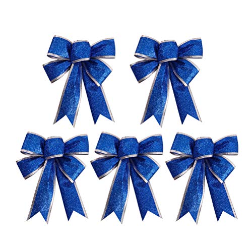 Healifty 5 Stücke Ziehschleife Geschenkschleife Geschenkband Bogen Schleifen für Weihnachten Geburtstag Hochzeit Geschenkverpackung (Blau) von Healifty