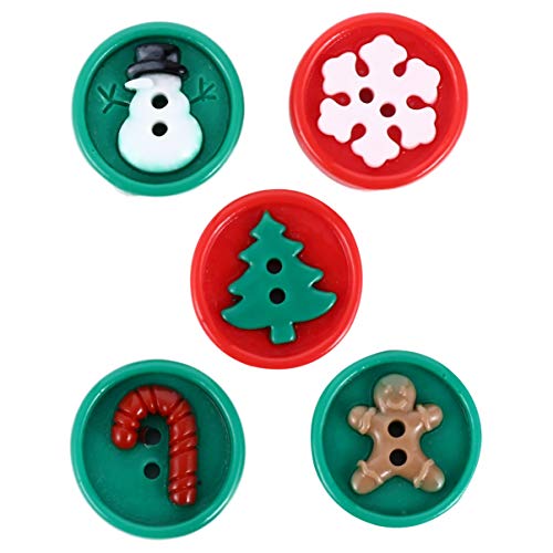 Healifty 50 Stück Weihnachtsknöpfe Verzierungen Weihnachtsbaum Schneeflocke Schneemann Zuckerstange Lebkuchendeko Nähen Basteln Knöpfe (zufälliger Stil) von Healifty