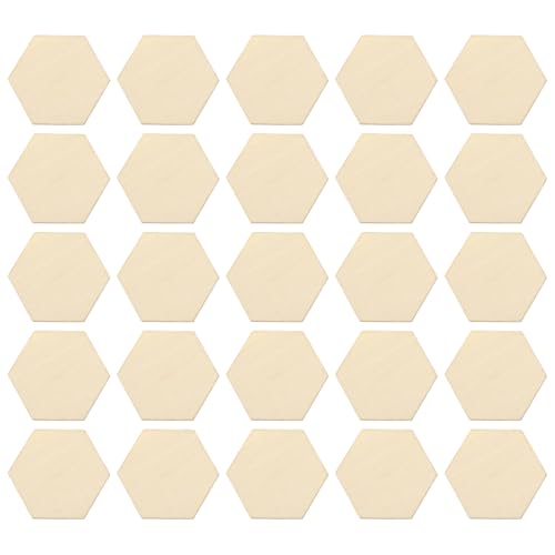 Healifty 50PCS Holzscheiben Basteln Bemalen DIY Sechseckig 40MM Natürlich Buchenholz Blanko Unvollendete Scheiben Handwerk Scrapbooking Material Hochzeit Party Dekoration Verzierungen von Healifty